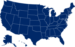 A blue Map of the United States