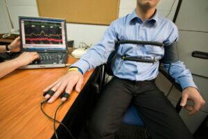 An examinee attached to the polygraph