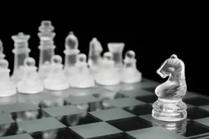 Black and white transparent chess board