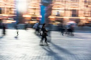 people walking fast on the street